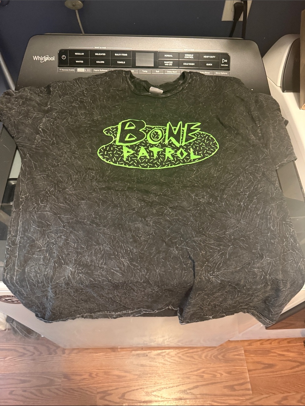 Bone Patrol Graphic Tee in Neon Green on Black movie premiere mile end kicks